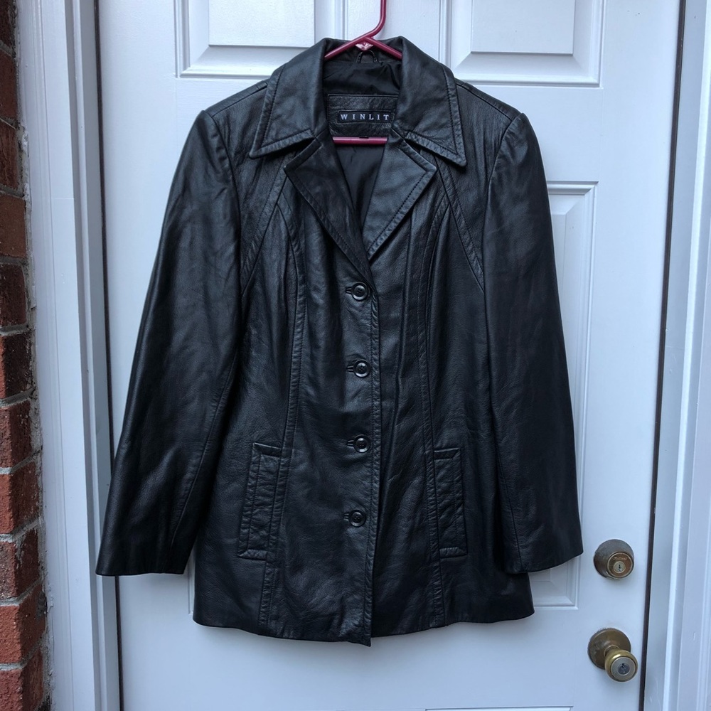 Winlet Black Leather Coat